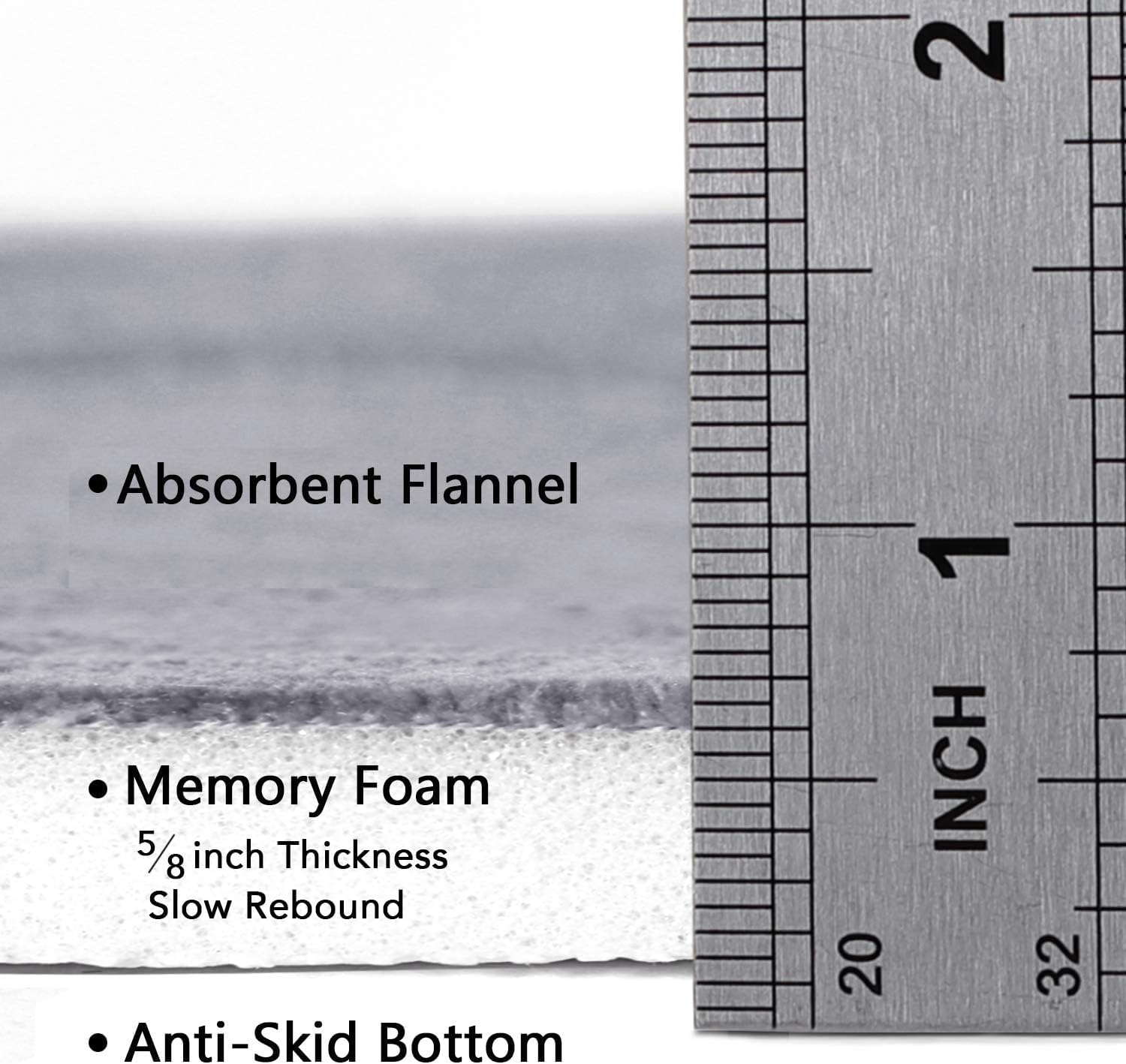 Flamingo P Memory Foam Bath Mat 24x17 Grey
