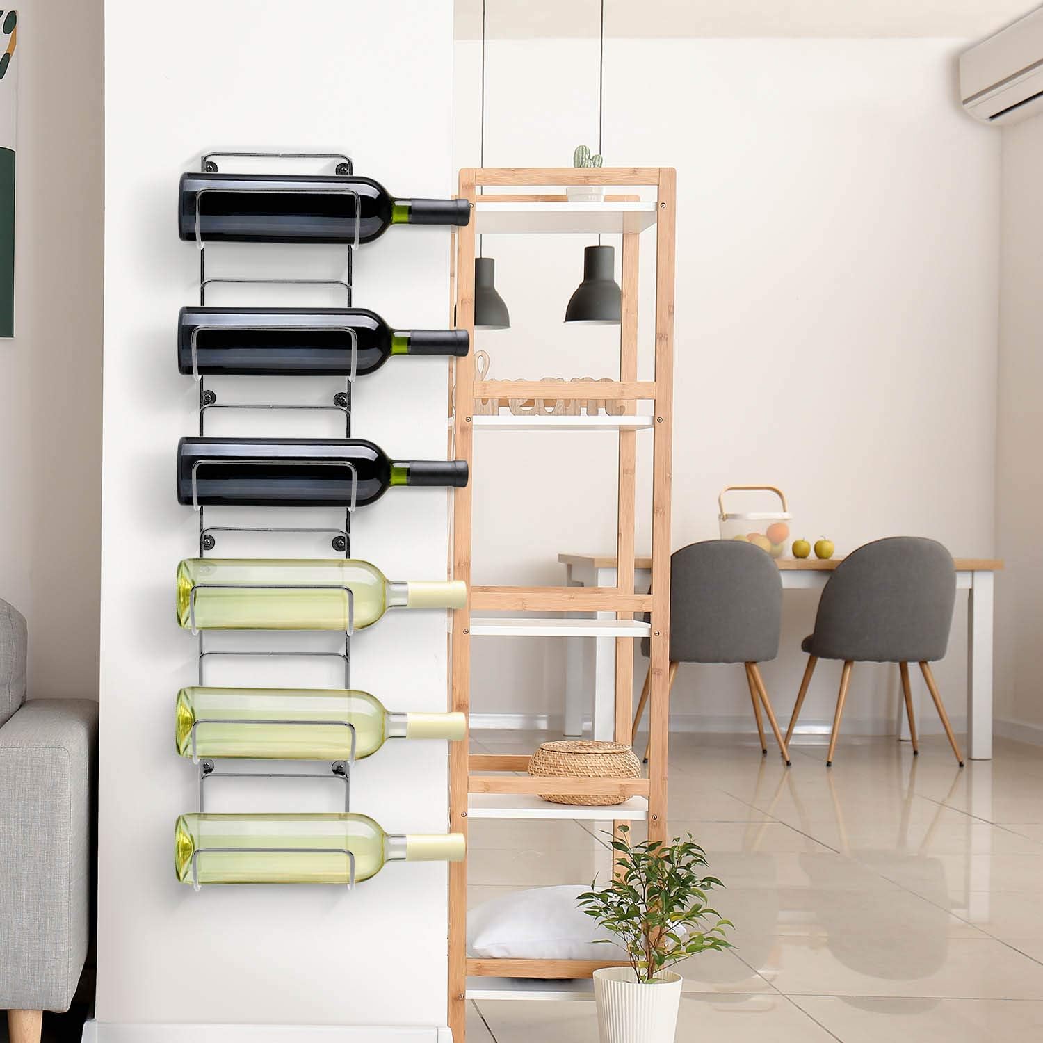 Sorbus Wall-Mounted Towel Rack 6 Compartment - Silver