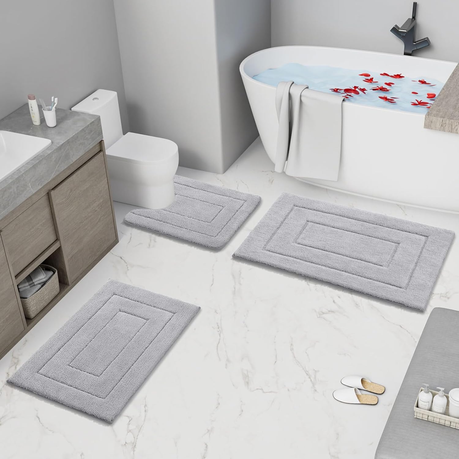 Buganda 30x20 Bath Rug Plush Microfiber Non-Slip Absorbent Machine Washable