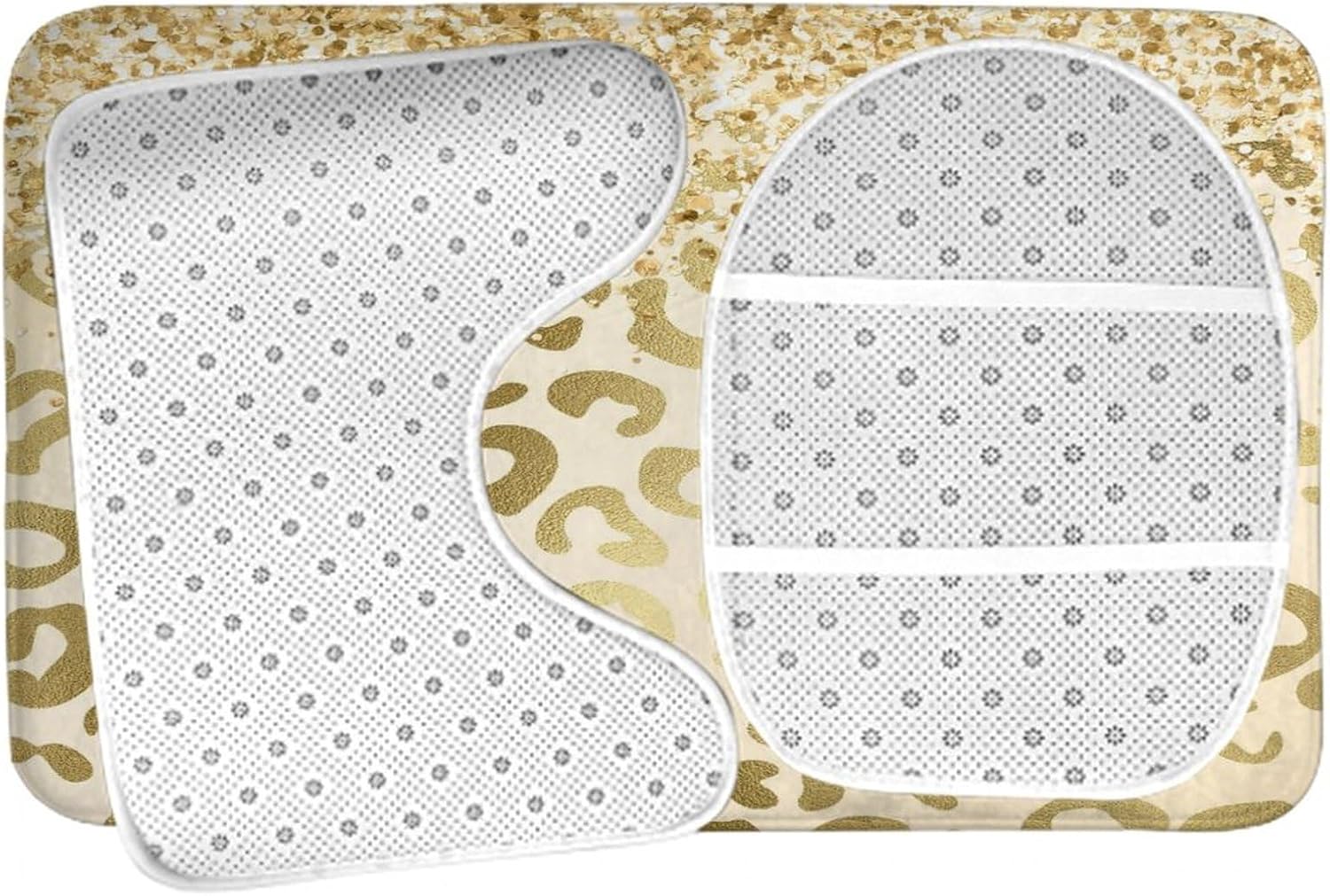 NiYoung Soft Cozy Bath Mats Gold Glitter Pattern