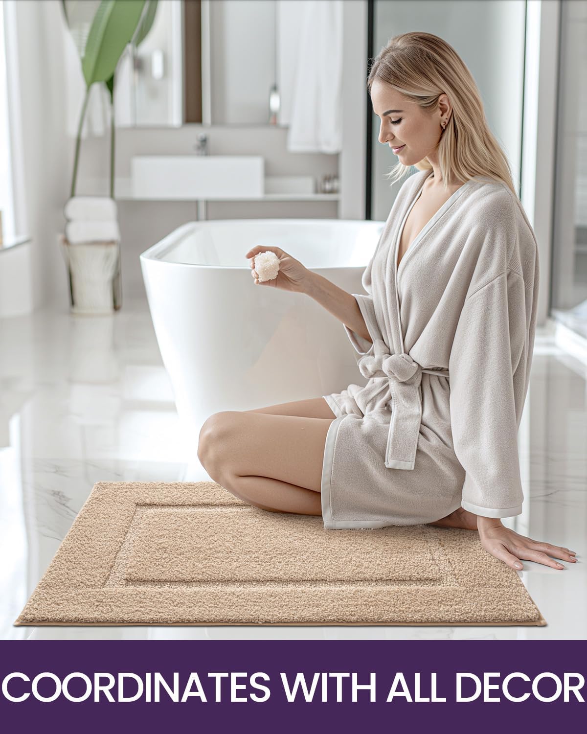 DEXI Bath Rug Microfiber 43x24 Non-Slip Soft Washable