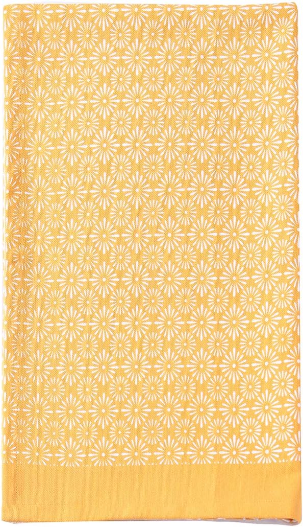 ACCENTHOME Cotton Hand Towels Set of 4 - Geometric Print Yellow