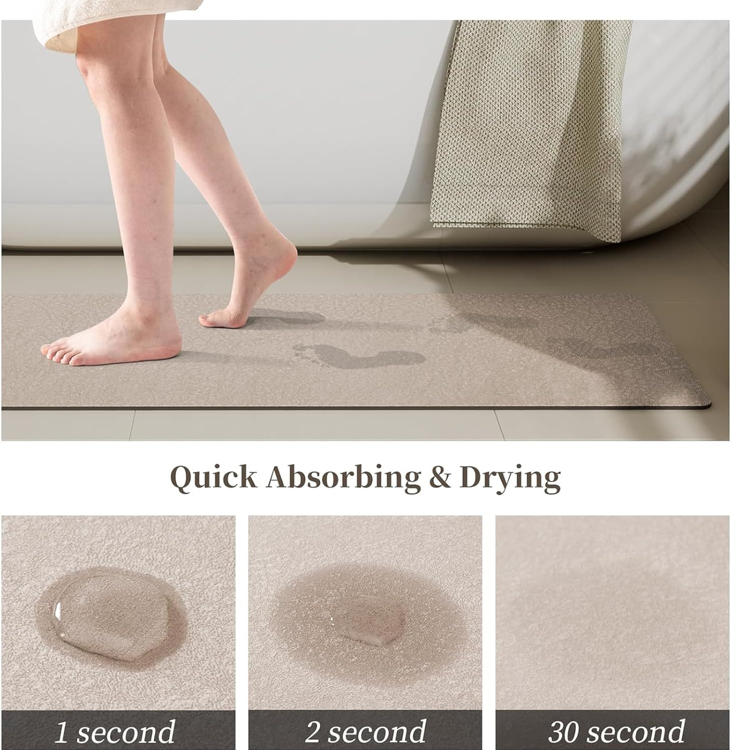 Quick-dry non-slip mud bath mat soft washable