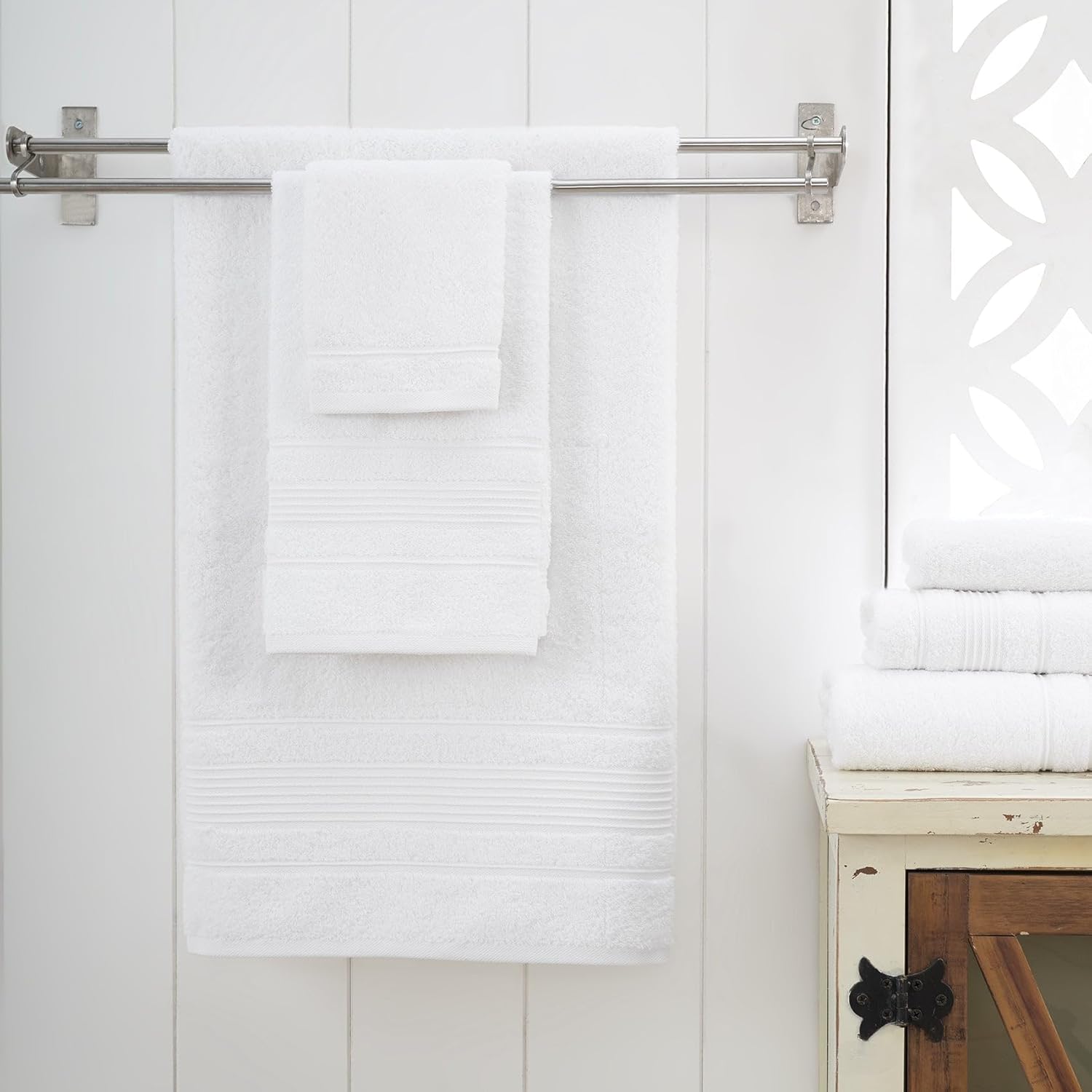 Personalized Custom Monogrammed White Bath Towels Set - 2 Piece