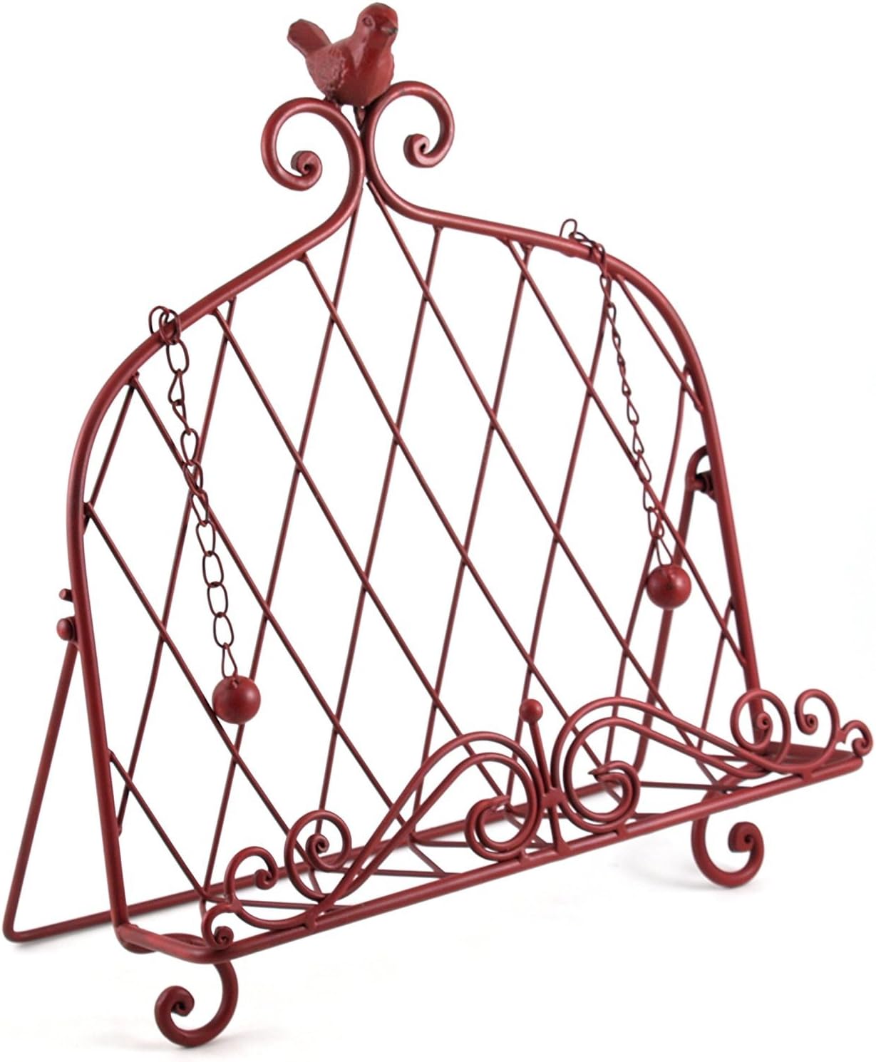 Iron Cook Book Holder With Bird Red