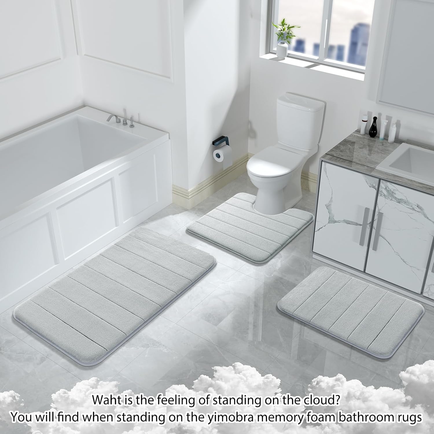 Yimobra Memory Foam Bath Mat Set