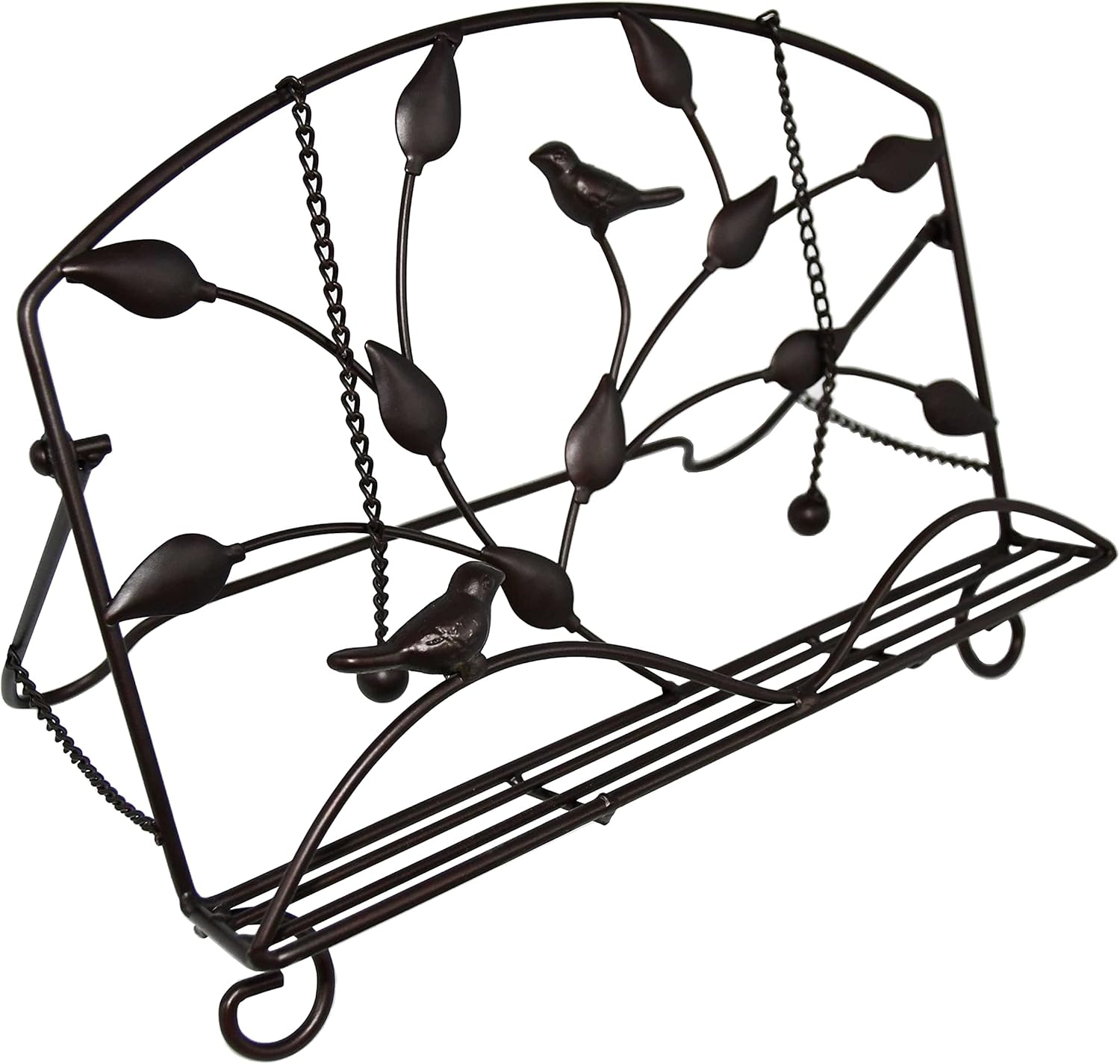 OwlGift Classic Cast Iron Brid Metal Leaf Design Cookbook Stand