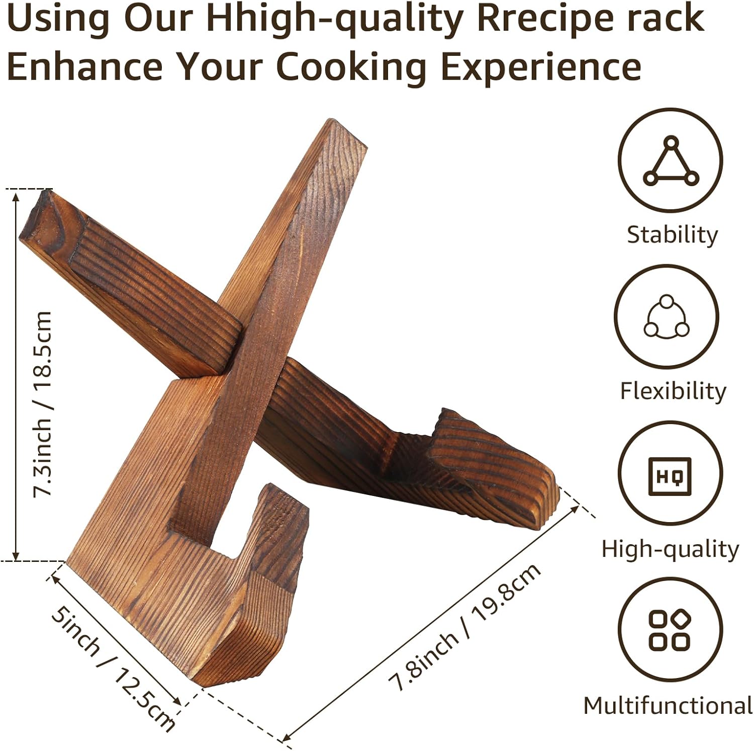 2Pcs Rustic Wooden Cookbook Stand with Detachable Design 1