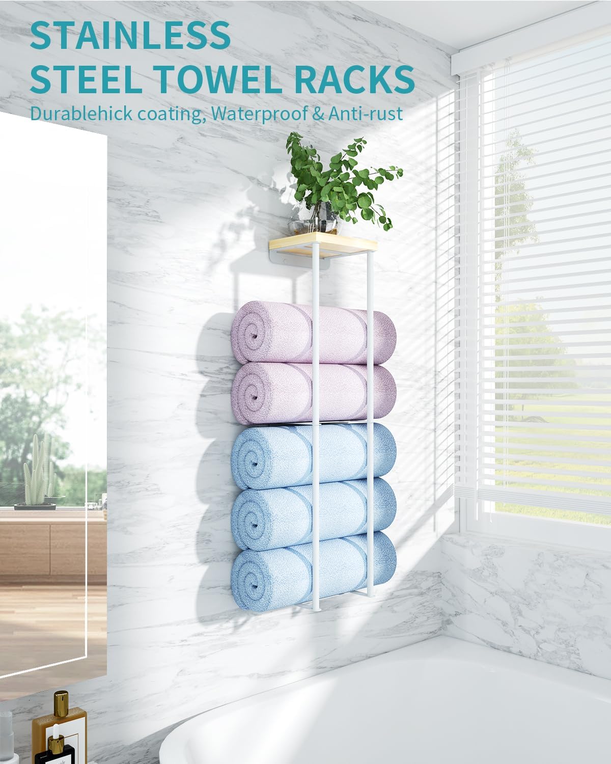 Anfeiden 2-Tier Wall Towel Organizer Durable Stylish