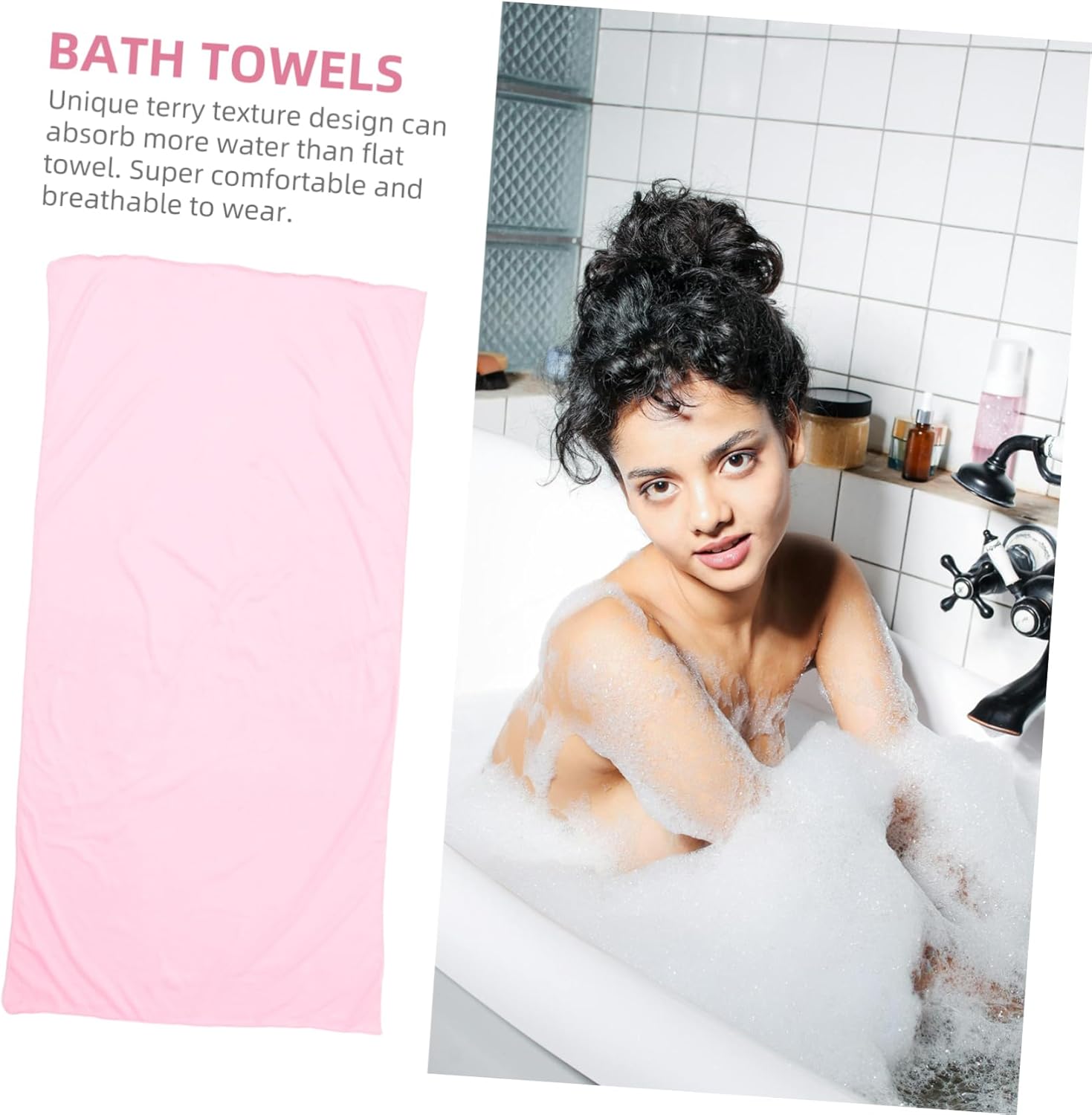 Garneck Women Bath Wrap Pink