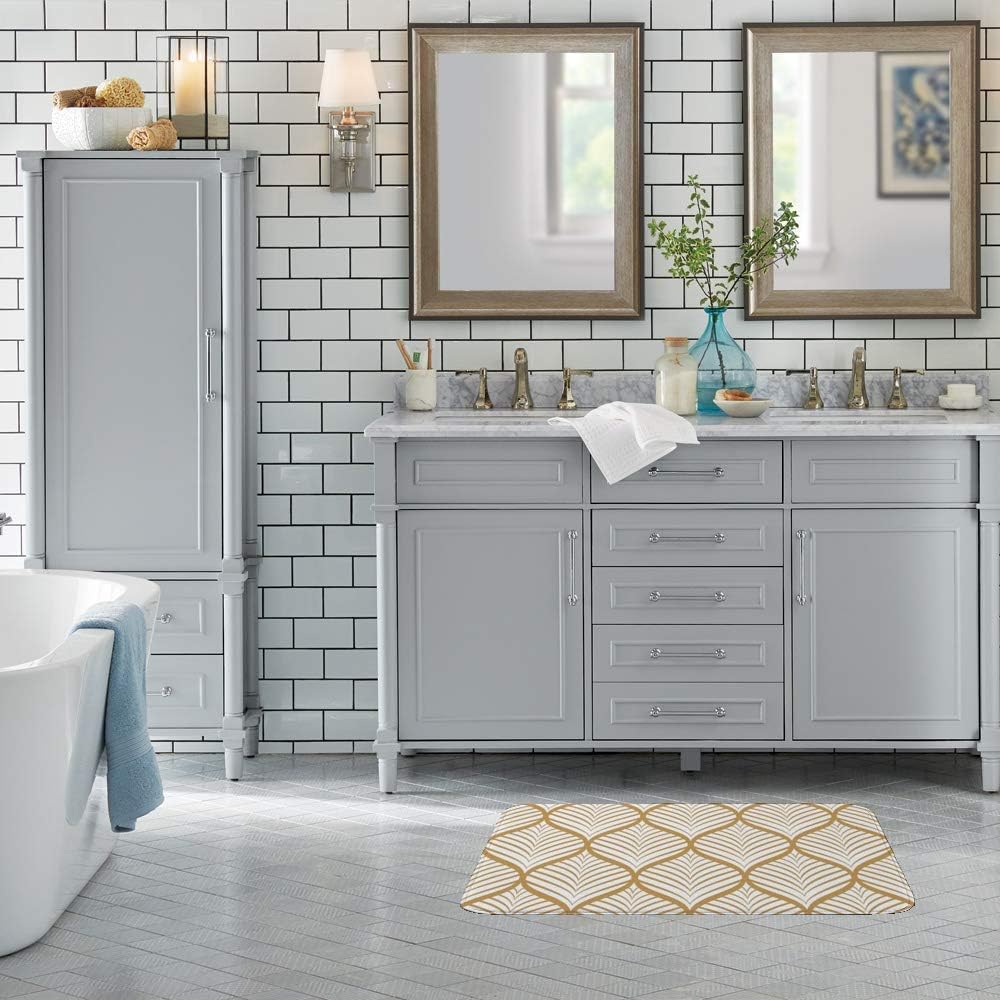 ZHIHUI ZHBUILD Geometric Leaves Bathroom Rug Mat