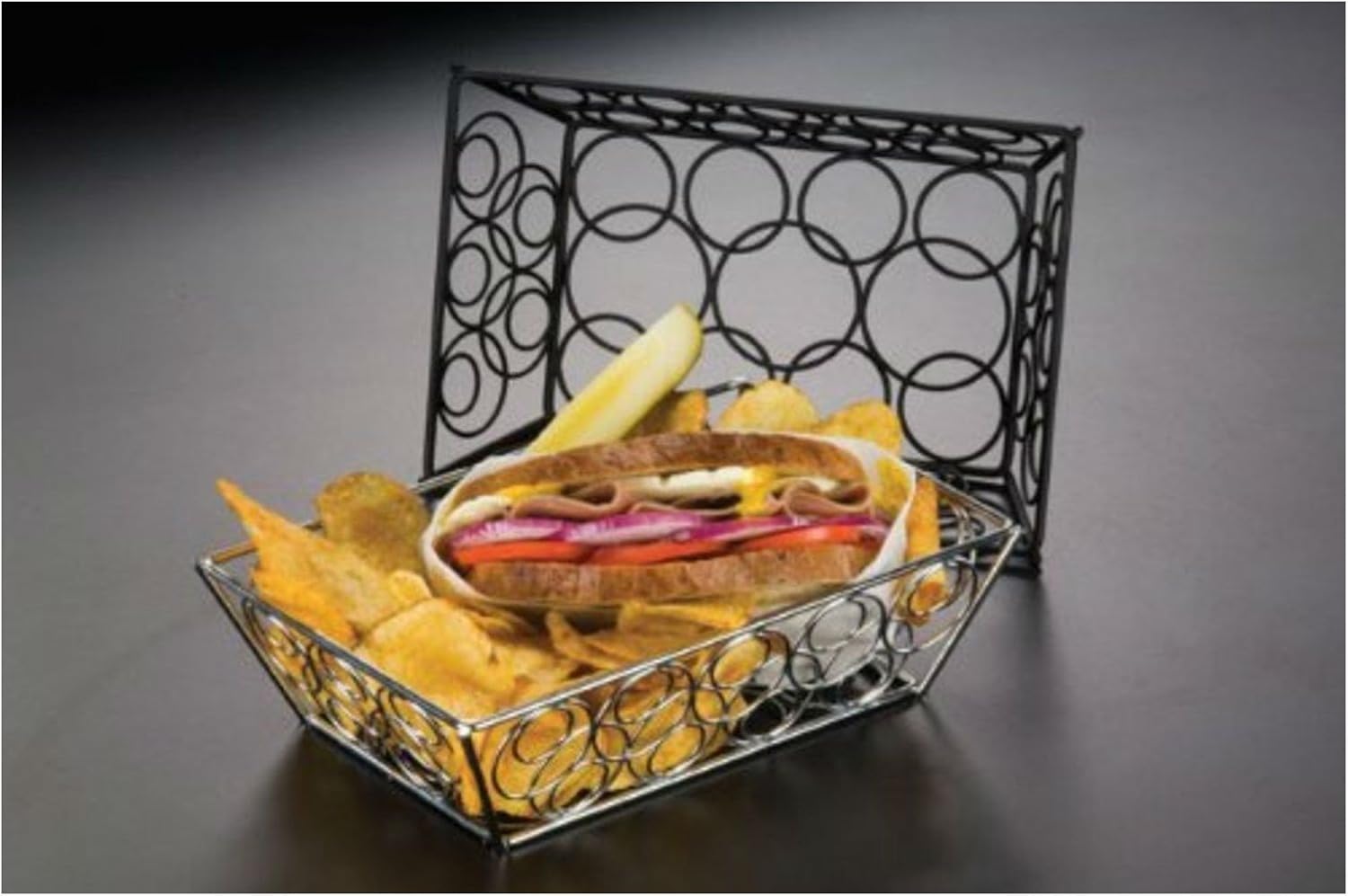 American Metalcraft EBB59B Steel Rectangular Loop-D-Loop Bread Basket Small