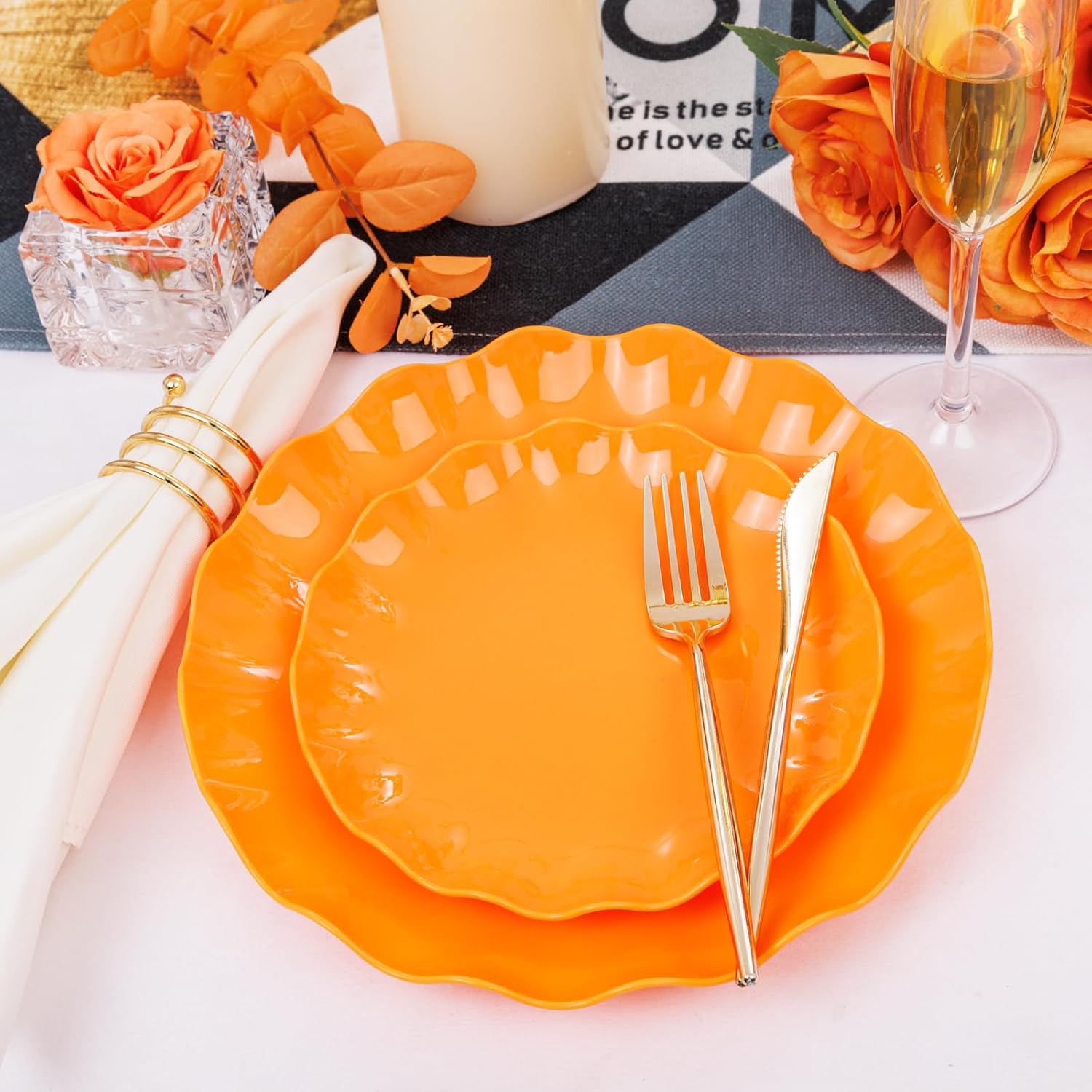 24-Piece Heavy-Duty Orange Plates