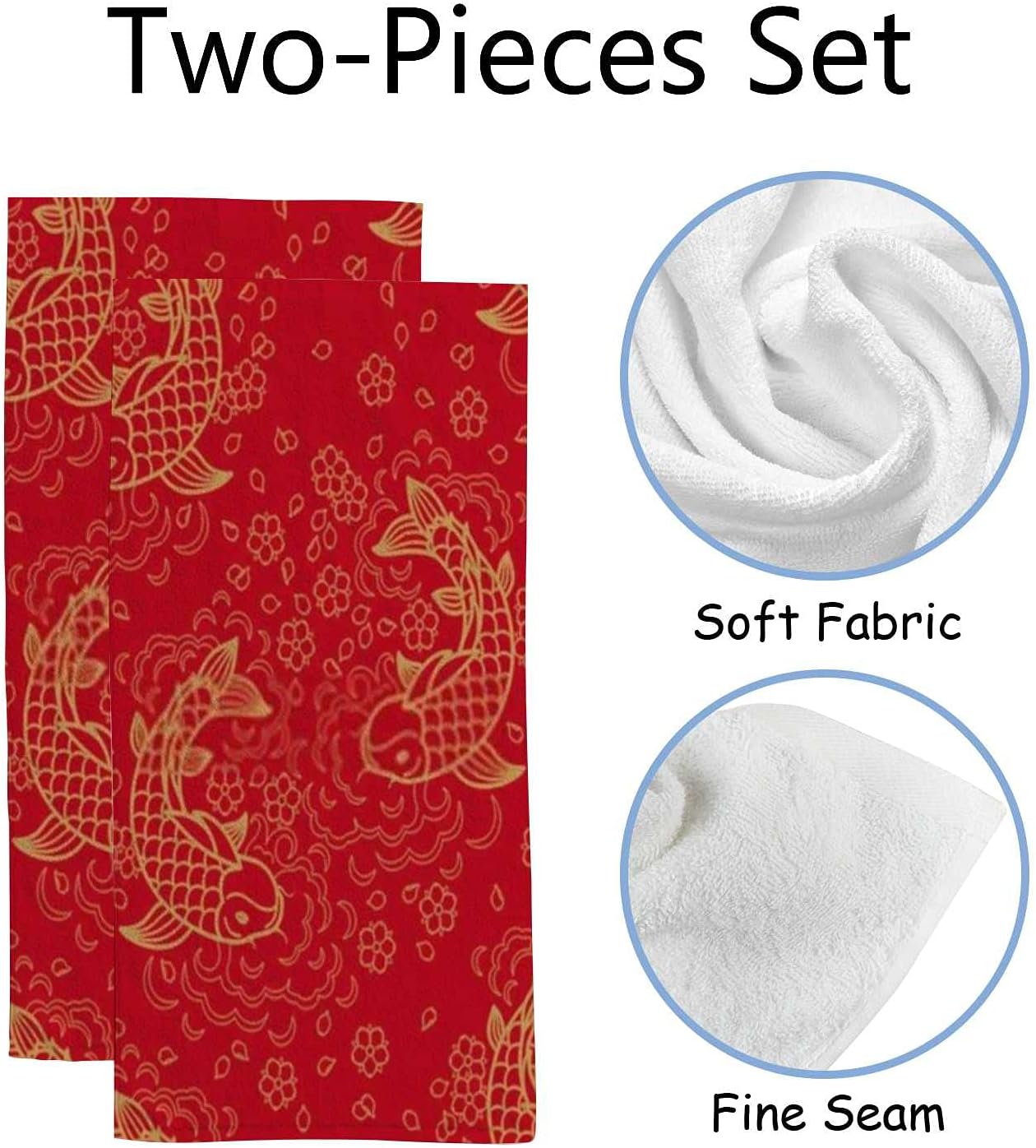 Rashu Ultra Soft bath towel set with Koi Fish pattern 30x15in