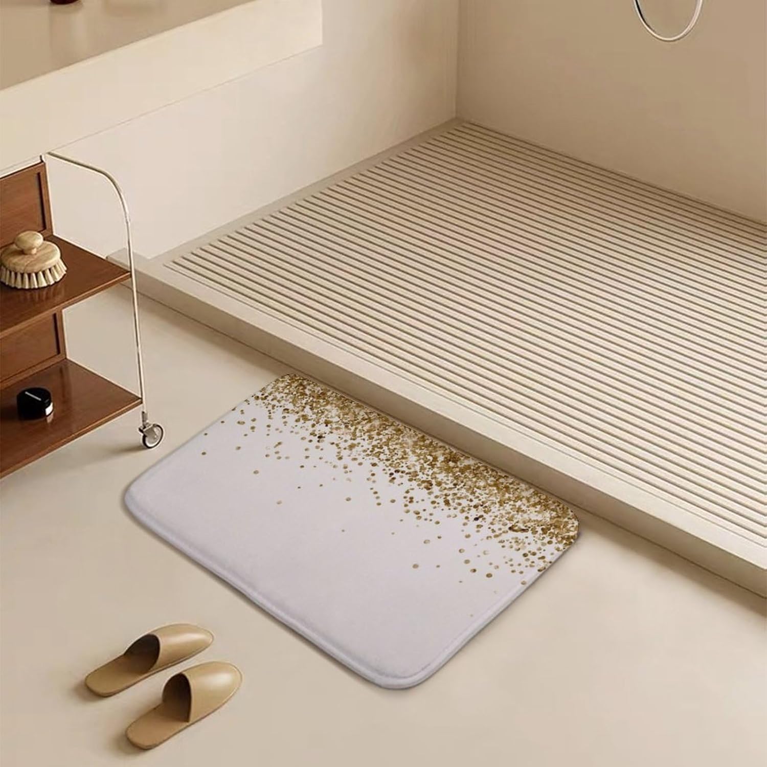 White Gold Glitter Bath Mat Rug 30x20
