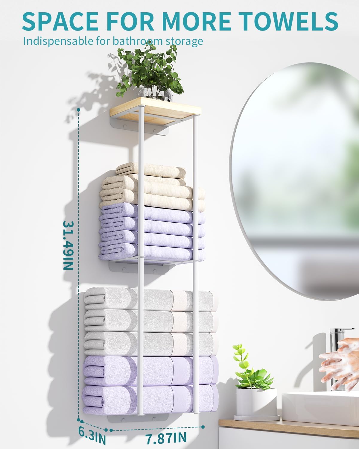 Anfeiden 2-Tier Wall Towel Organizer Durable Stylish