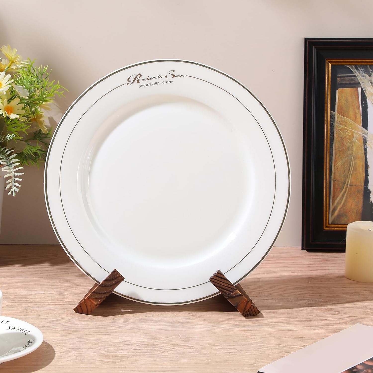 6-Piece X-Shaped Wooden Kitchen Cookbook Holder for Display and Stability