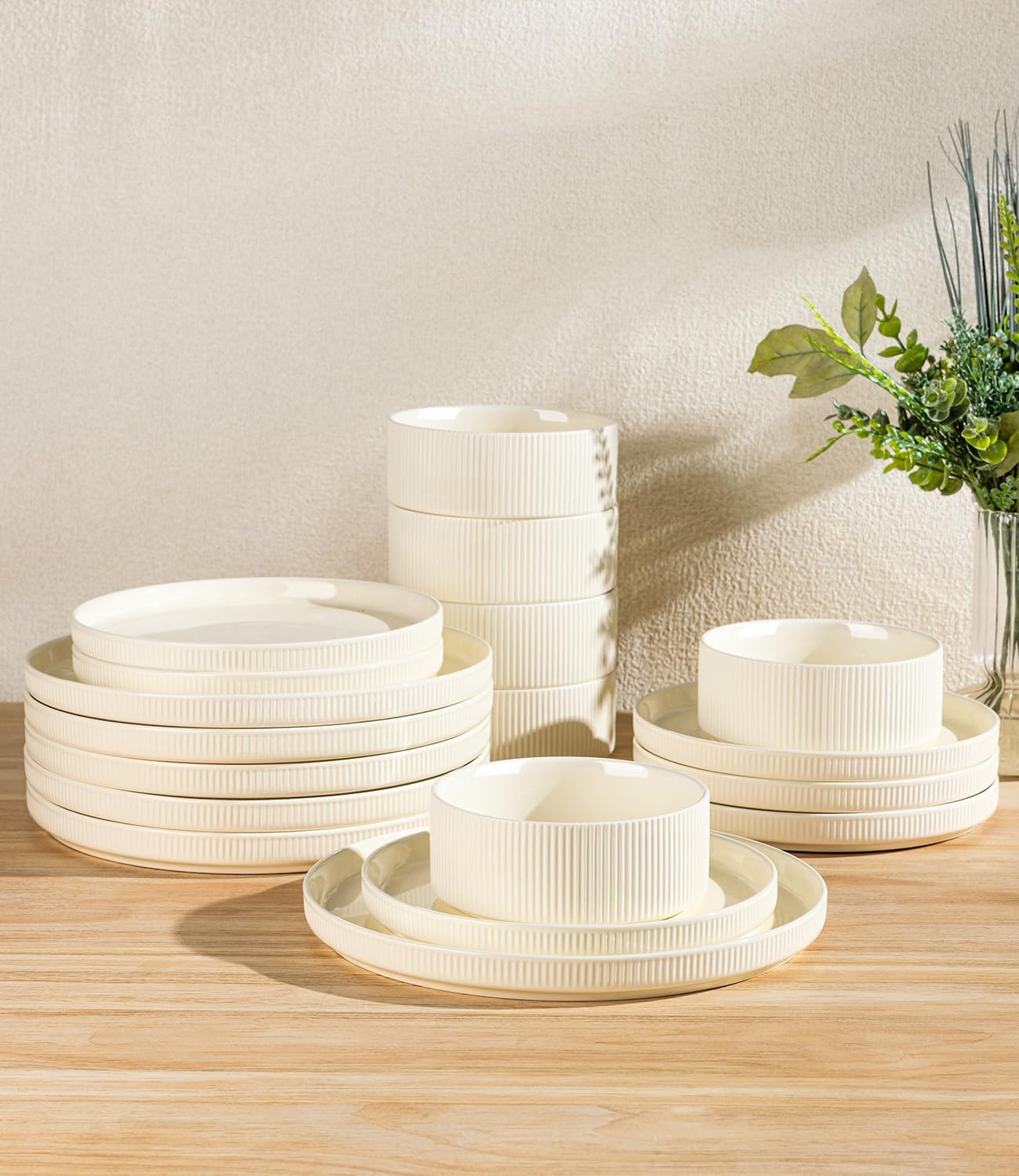 Stylish Ceramic Dinnerware Set for 6 - Double Glazed Safe and Scratch-Resistant