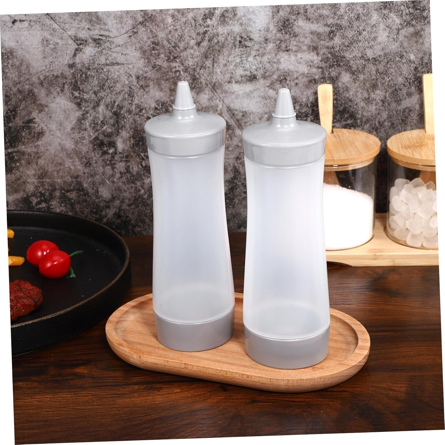 OKUMEYR Premium 4Pcs Condiment Squeeze Bottles Set