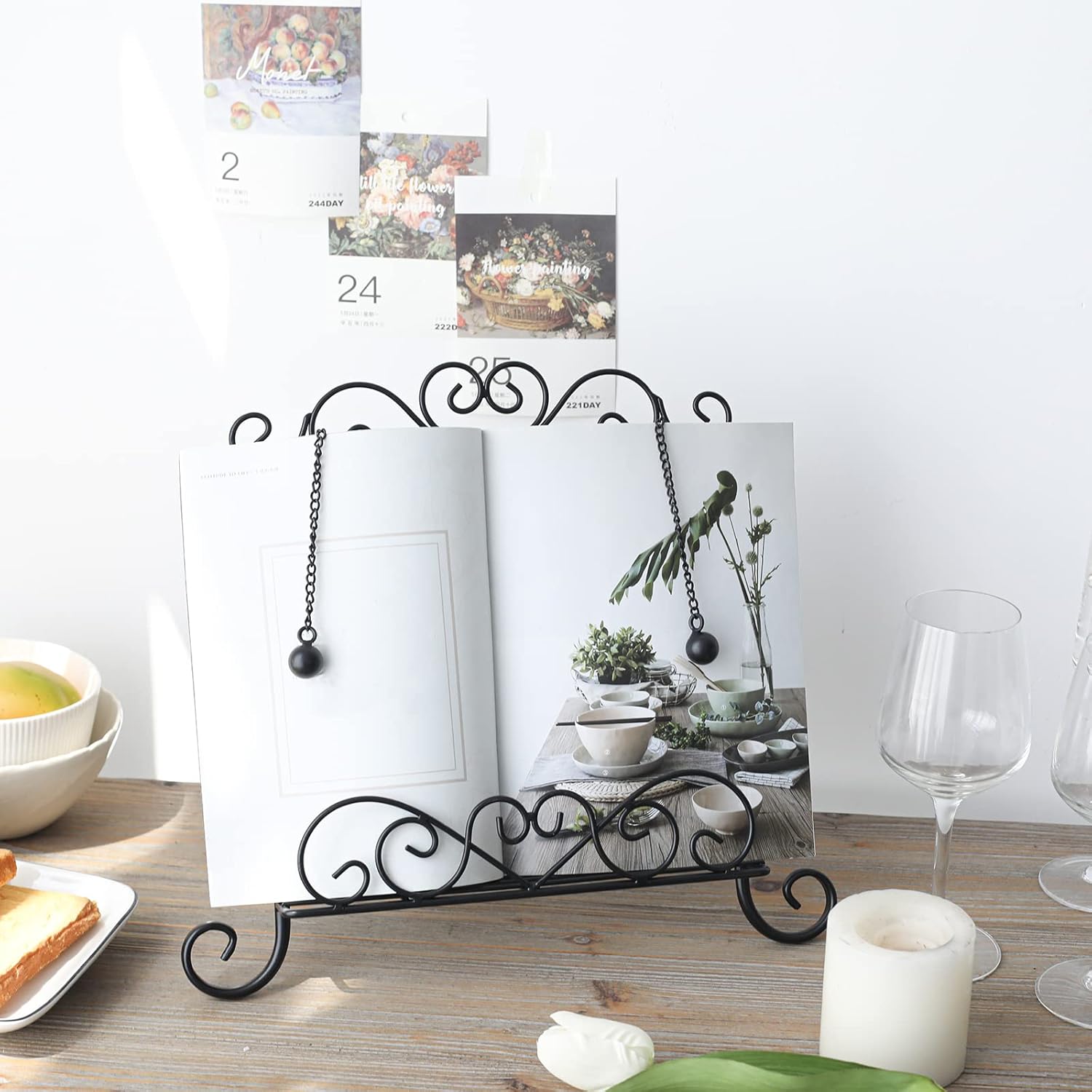 SwallowLiving Antique Metal Cookbook Stand with Adjustable Arm