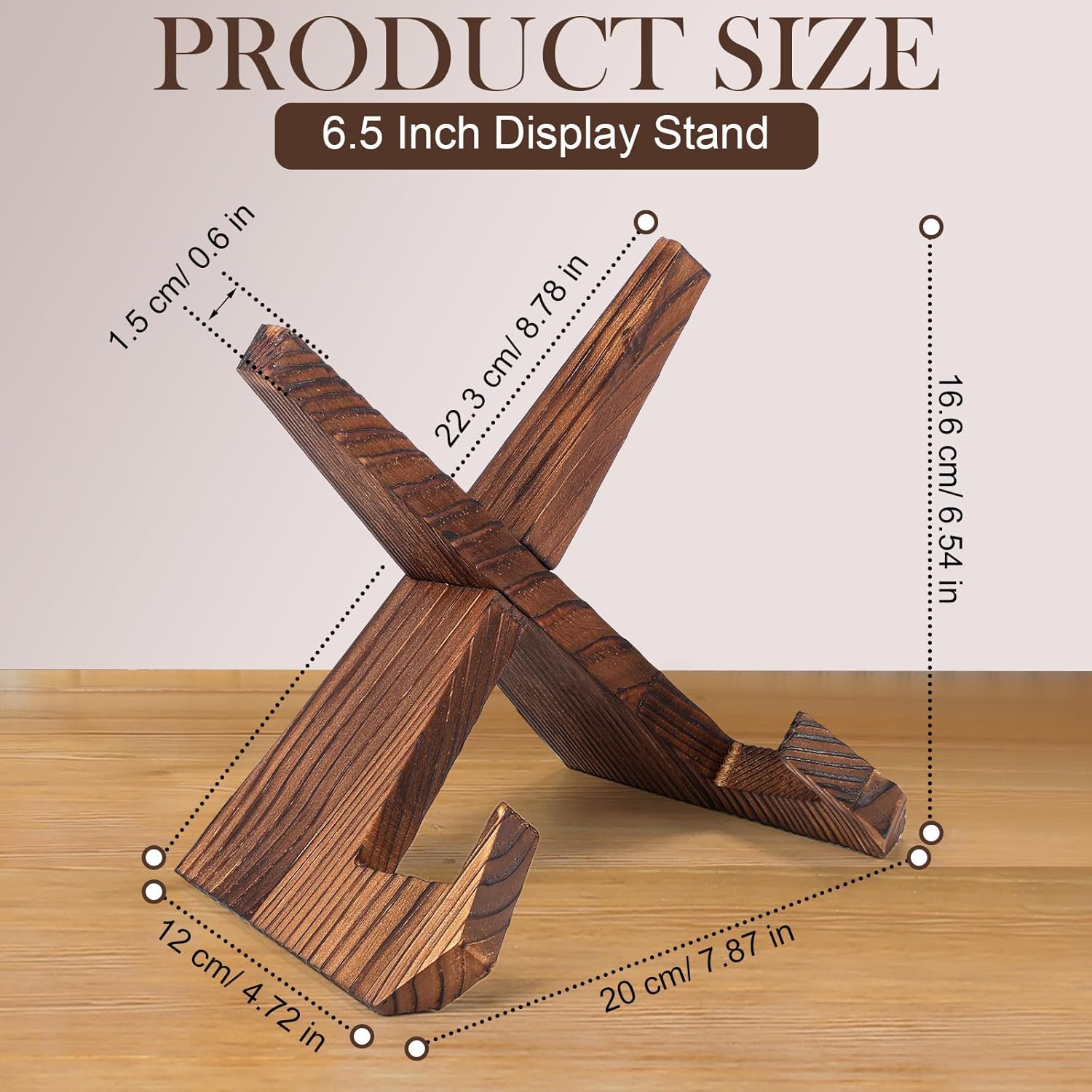6-Piece X-Shaped Wooden Kitchen Cookbook Holder for Display and Stability