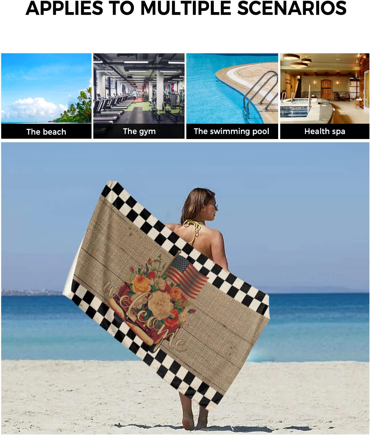 SEVENBABU Bath Towels Set of 3 Soft Lightweight Beach Towels