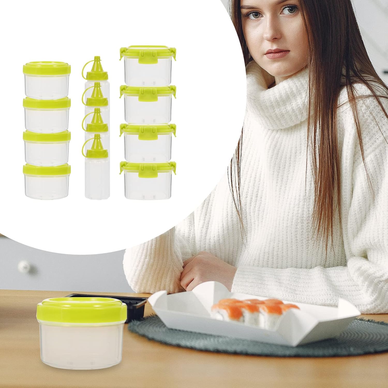SHERCHPRY - Handmade Small Glass Squeeze Bottle with Lid - Salad Condiment Getter