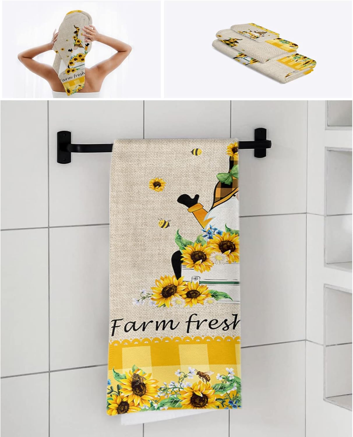 SEVENBABU Bath Towels Set of 3 Soft Absorbent Lightweight