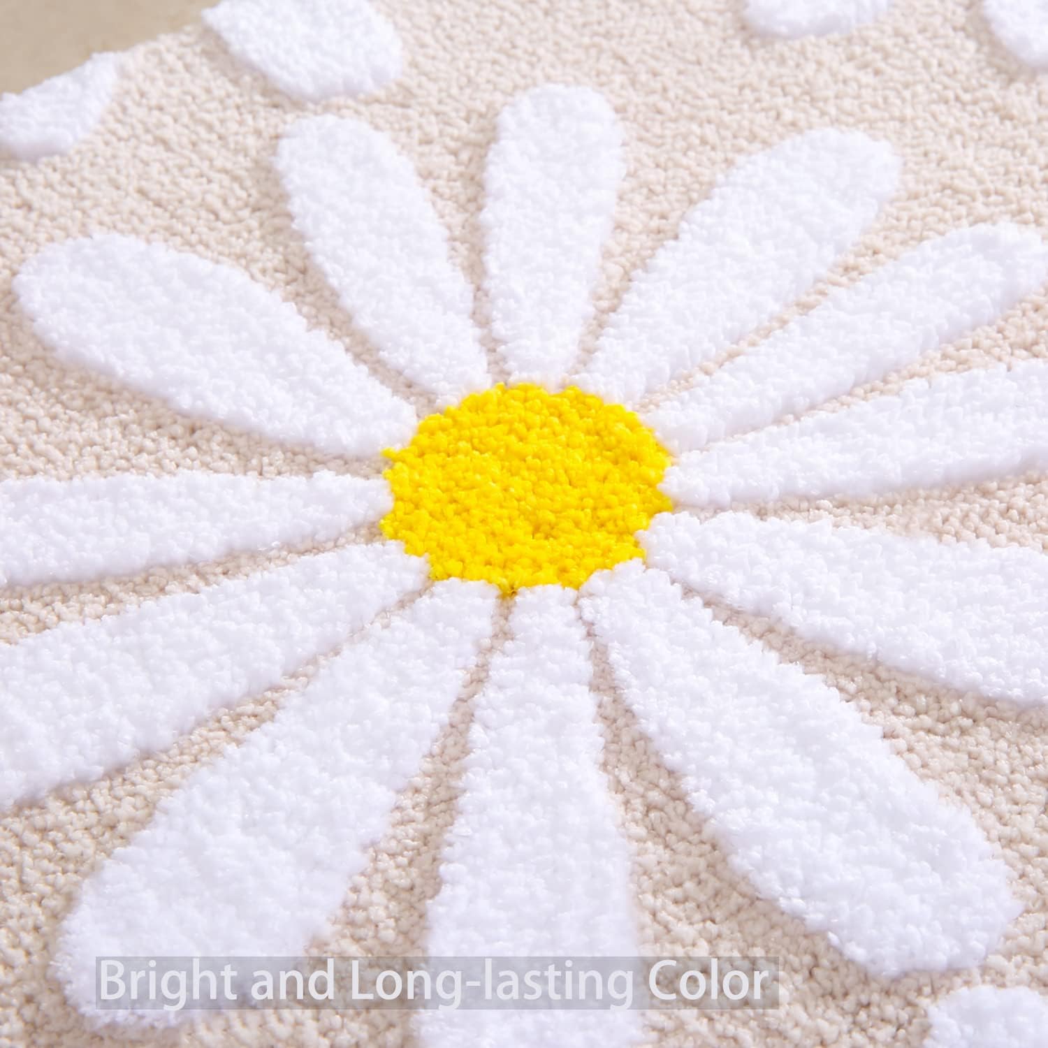 Charming Beige Yellow Daisy Bathroom Rug