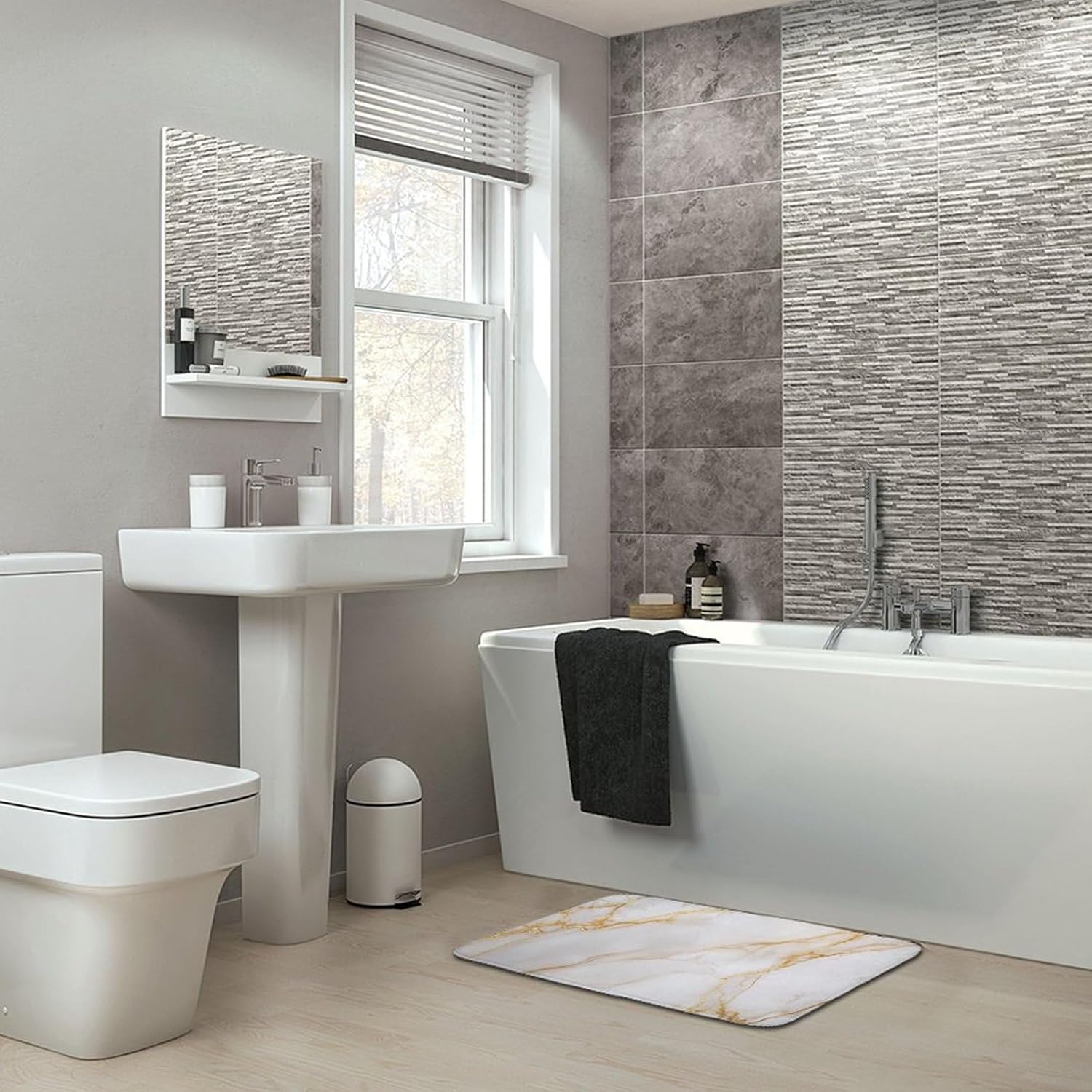 Pale Colours Marble Texture Bathroom Door Rug Mat