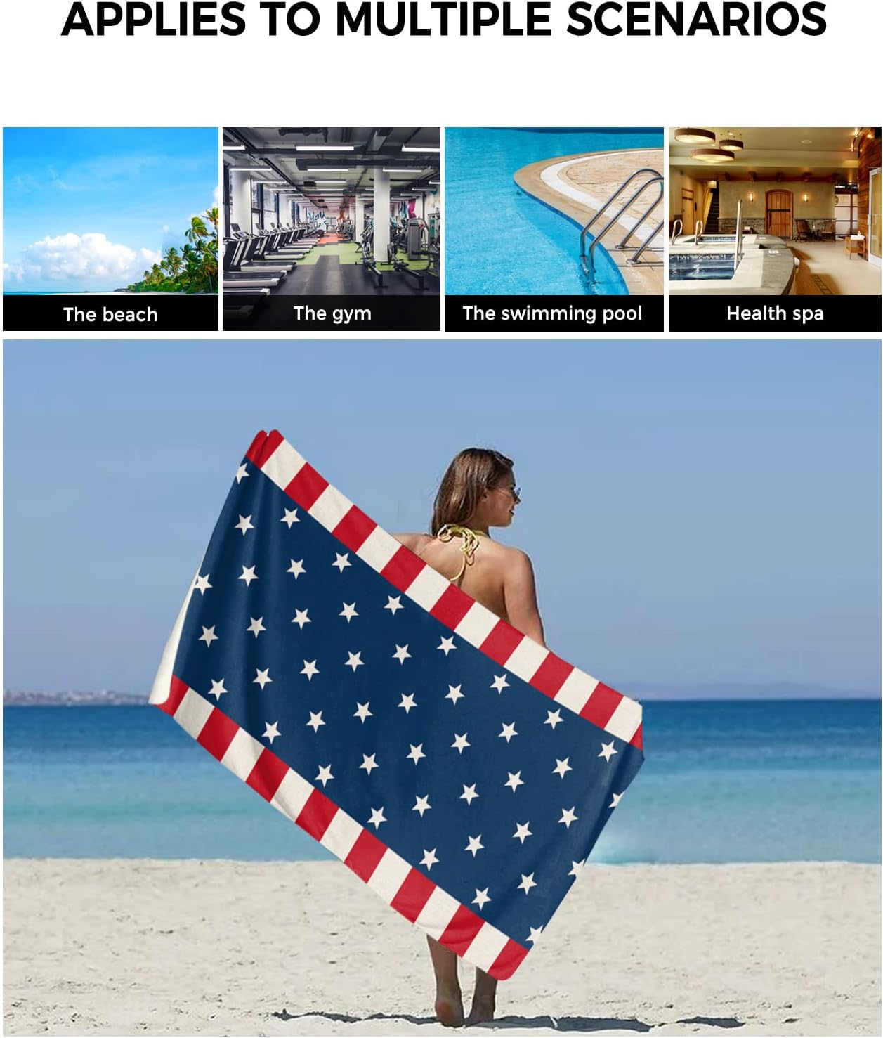 Sevenbabu American Flag Bath Towels Set