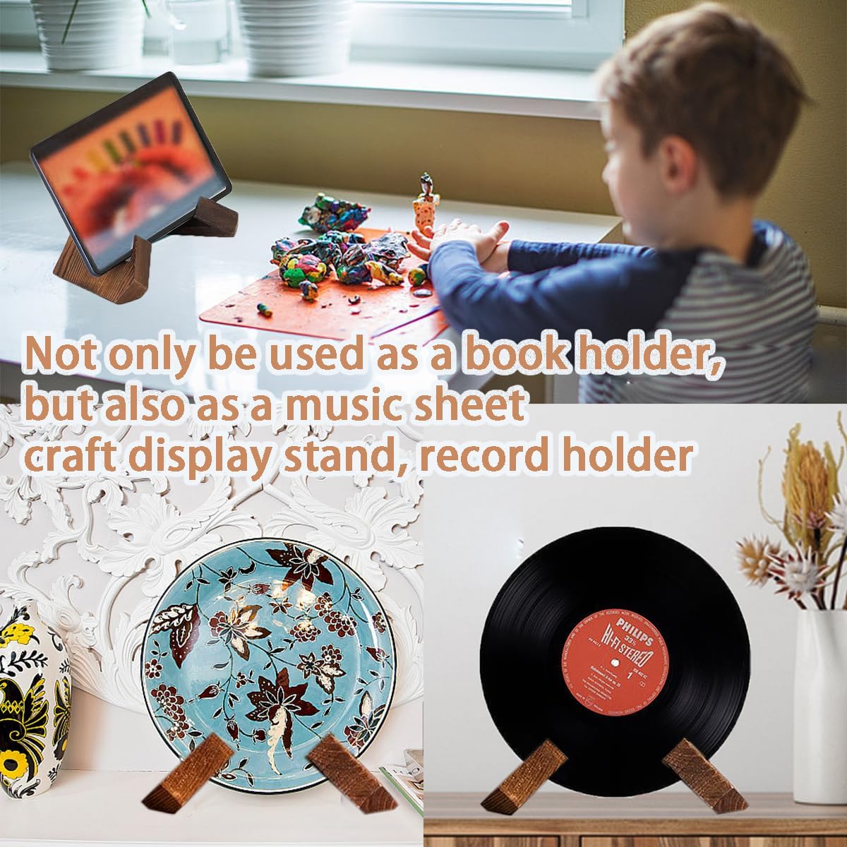 Wooden Cookbook Stand Kitchen Counter Display