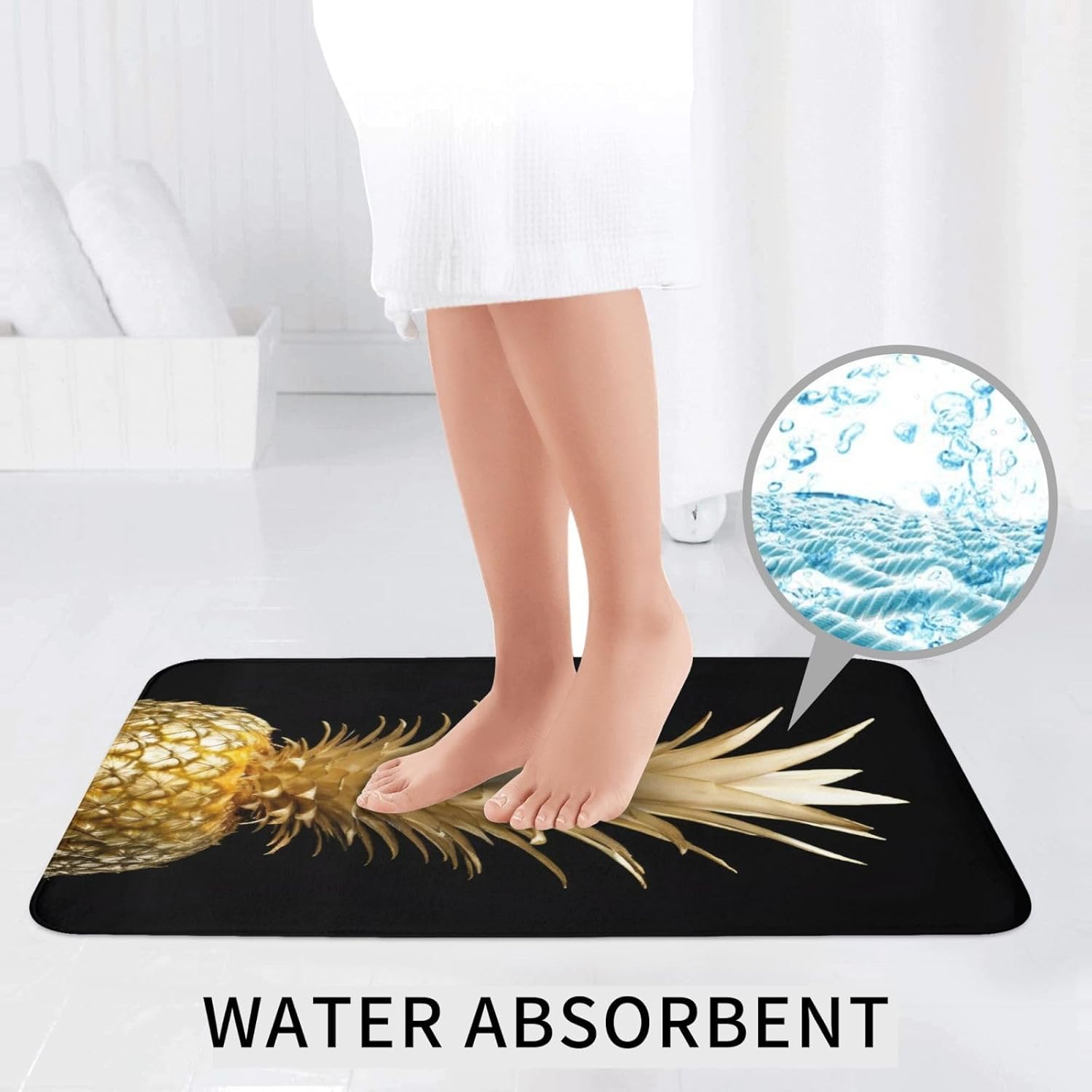 KOPOSTYZT Gold Pineapple 3 Piece Bathroom Rugs Set