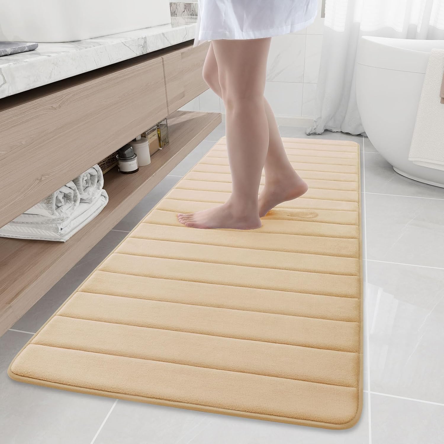 Buganda Memory Foam Bath Mat for Bathroom Shower Tub Soft Durable
