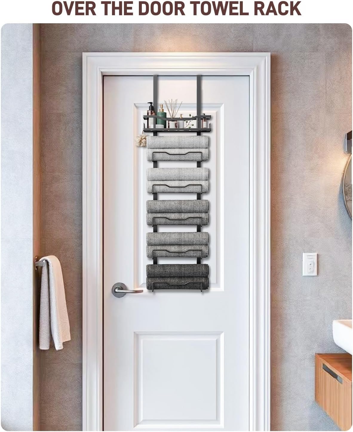 Aetyord No-Drill Bath Towel Rack - Black