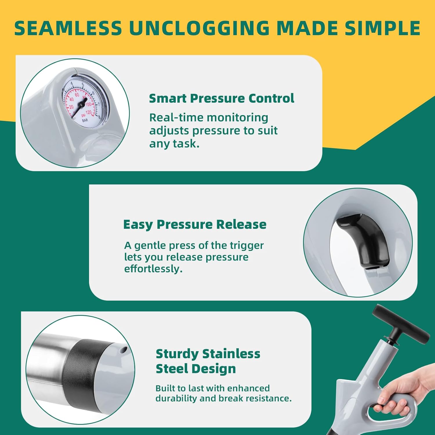 Sturdy High-Pressure Toilet Plunger