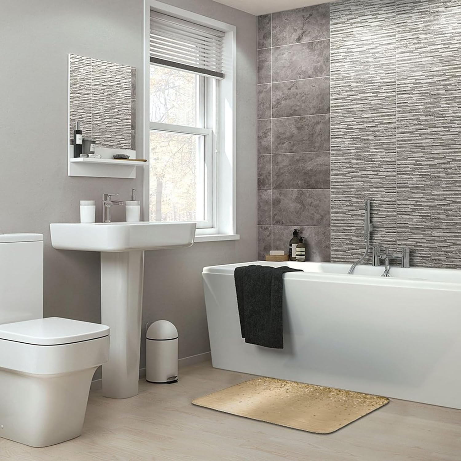 Luxury Gold Bathroom Rug Soft Non-Slip Absorbent for Home Travel
