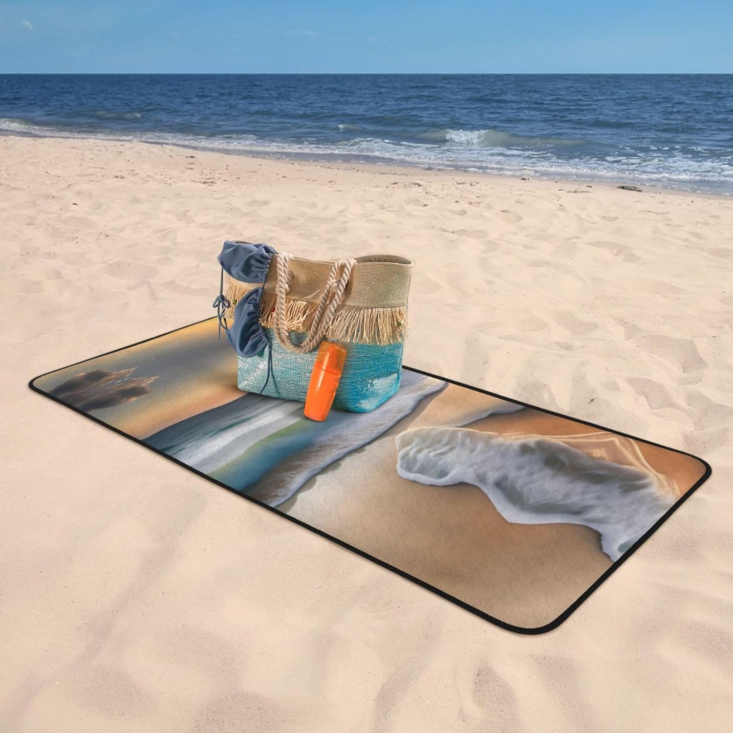 Sunset Over The Waves Coral Velvet Towel 27x55 In