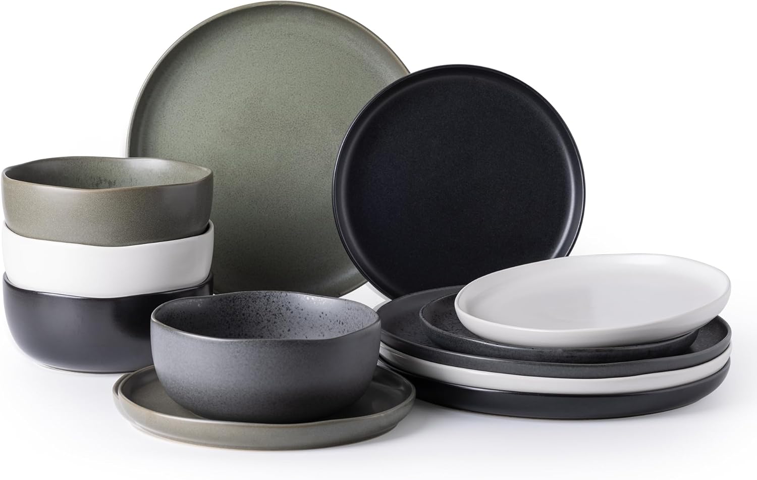 Stylish Wavy Rim Ceramic Dinnerware Set for 4