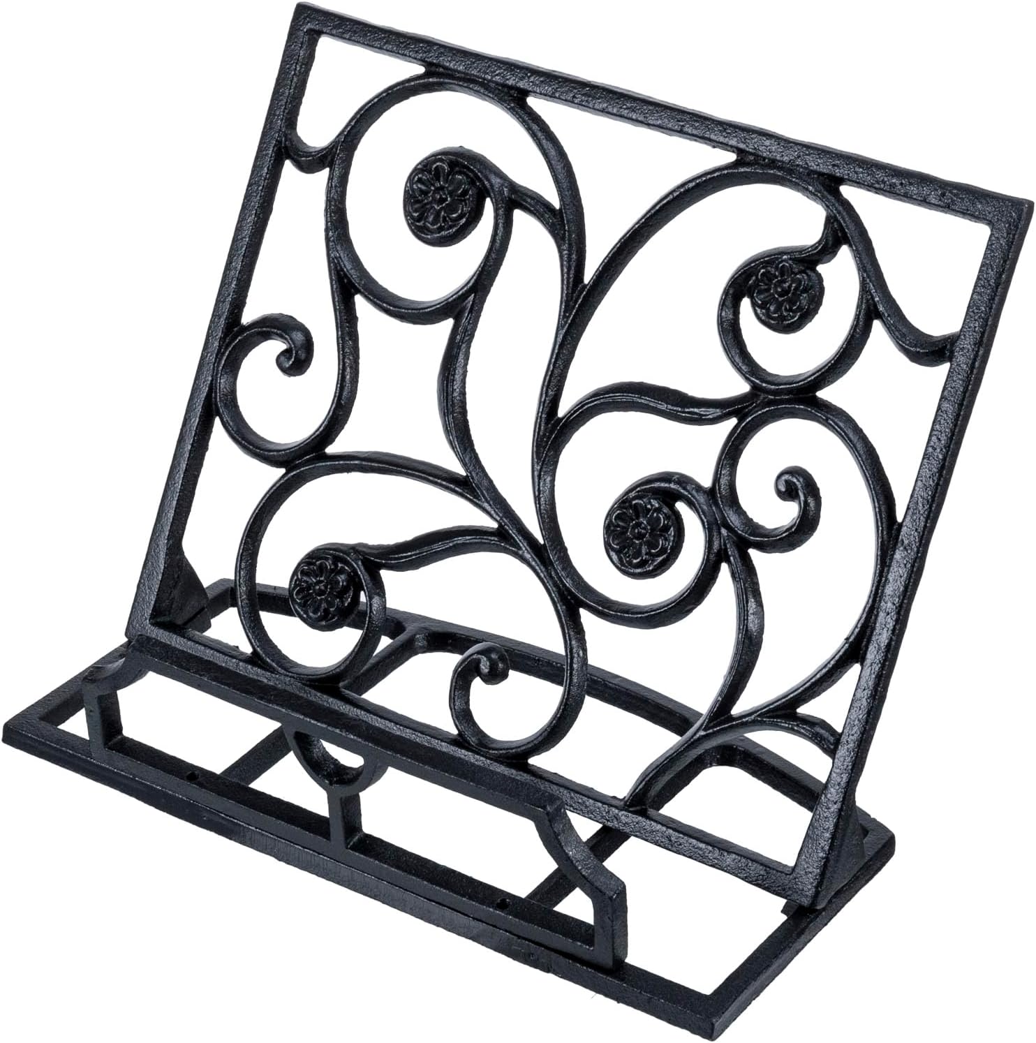 Stylish Black Cast Iron Cookbook Holder for Kitchen Use