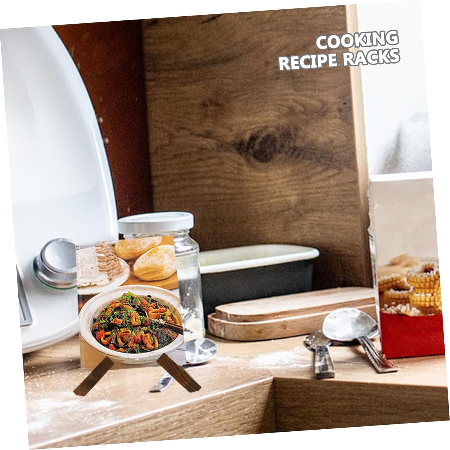 Sturdy Kitchen Book Holder Desk Wooden Recipe Stand