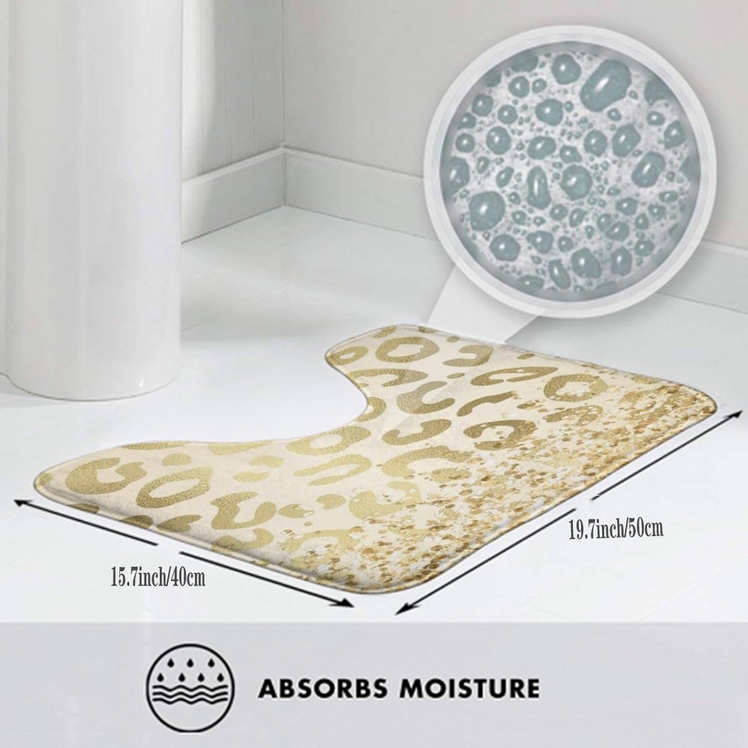 NiYoung Soft Cozy Bath Mats Gold Glitter Pattern