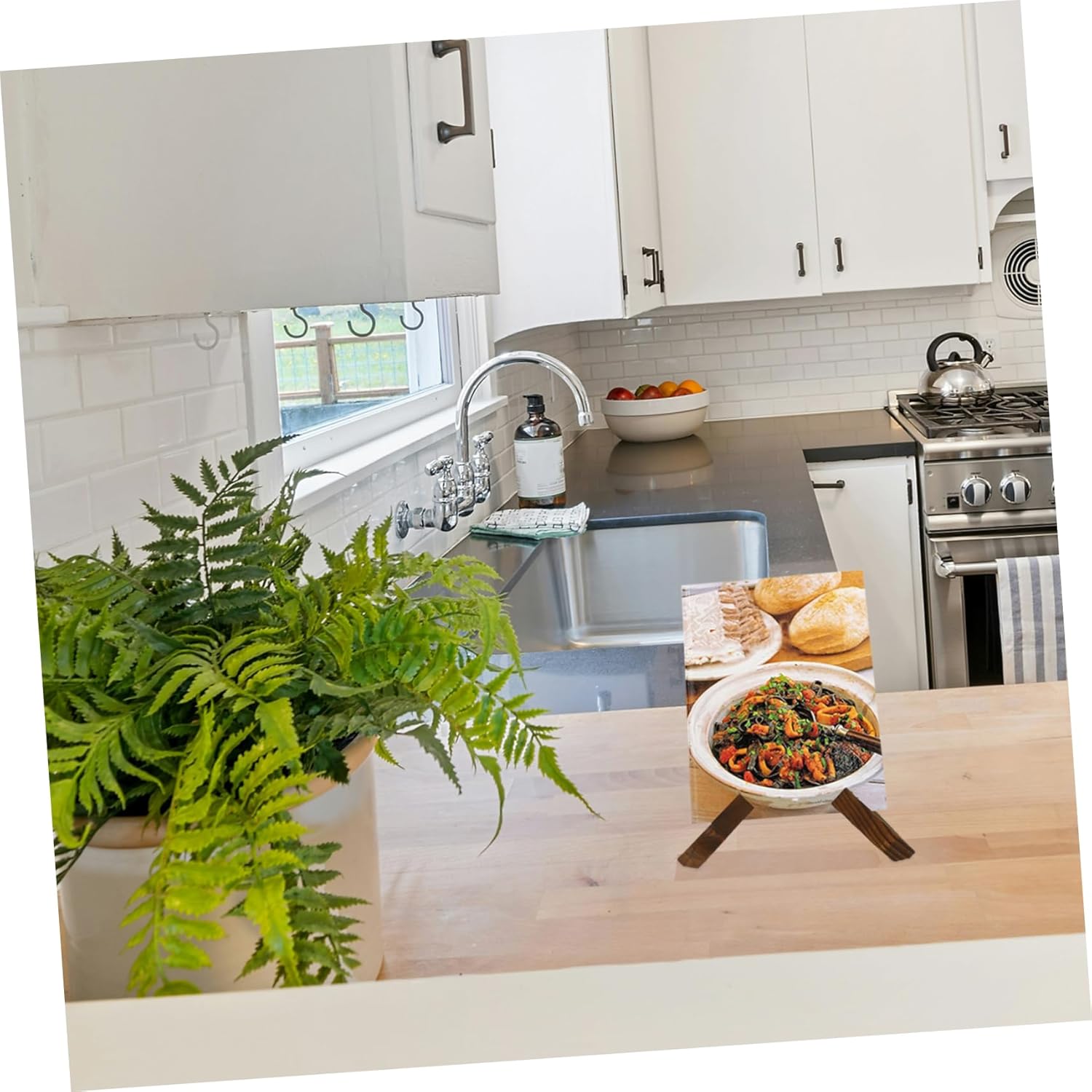 BRIGHTFUFU Multi-Function Recipe Holder Kitchen Book Stand Sturdy Anti-Fall