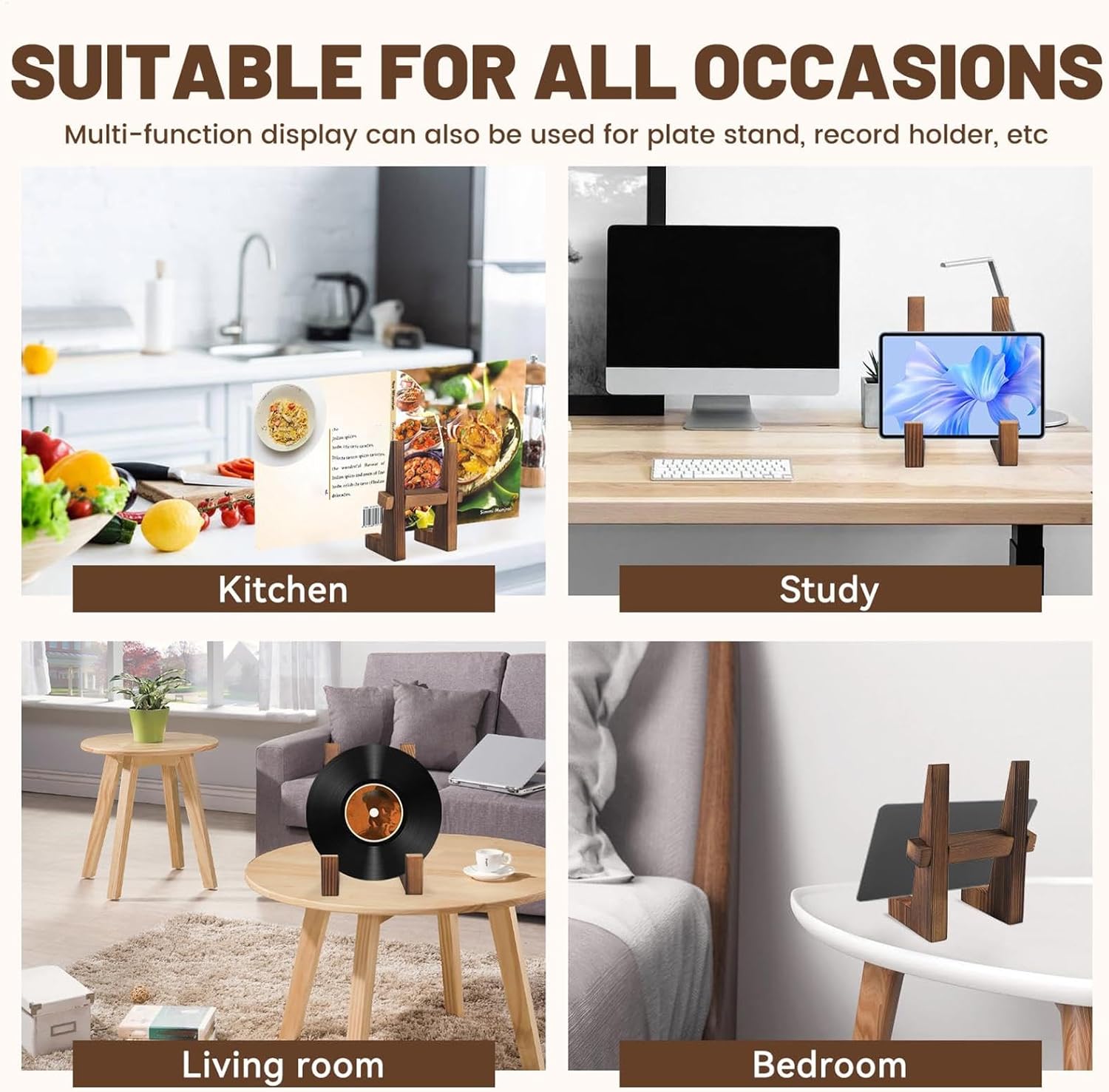 Premium Handmade Wooden Kitchen Cookbook Stand for Easy Reading Storage