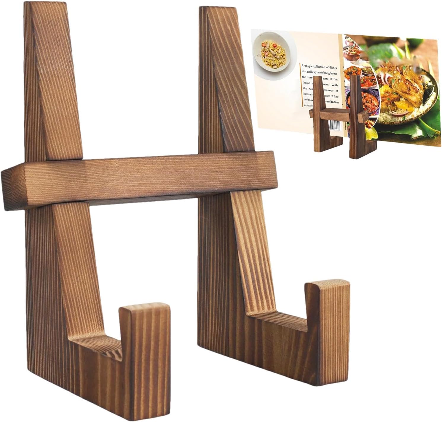 Premium Handmade Wooden Kitchen Cookbook Stand for Easy Reading Storage