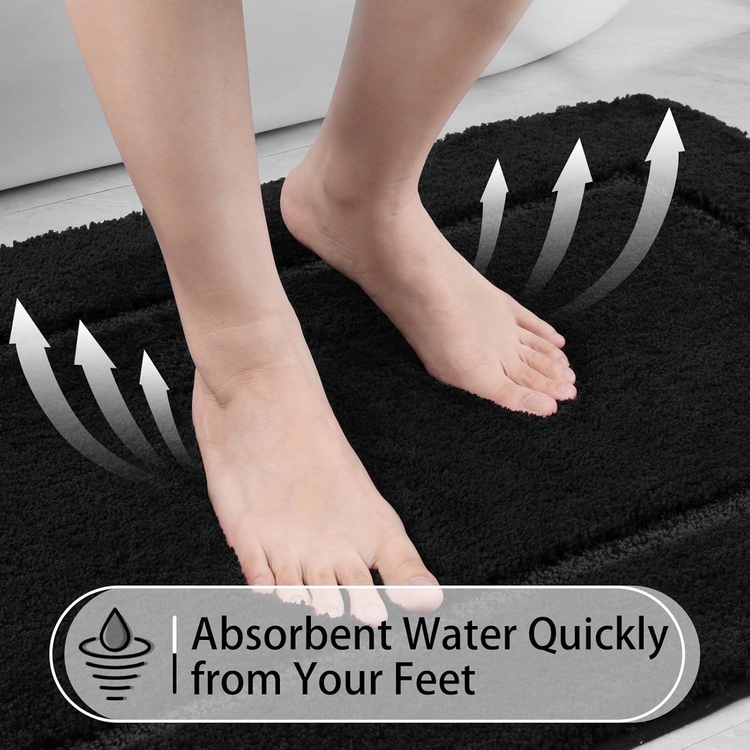 LOCHAS 2 Piece Bath Rug Set Black