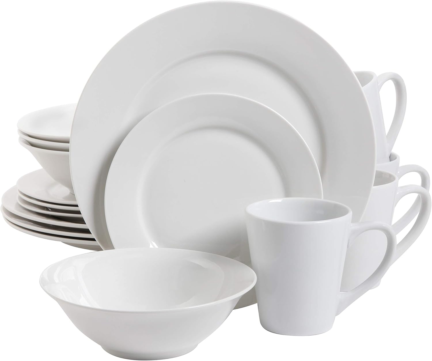 Gibson Home Amelia Court White Round Dinnerware Set 4 Service 16pcs