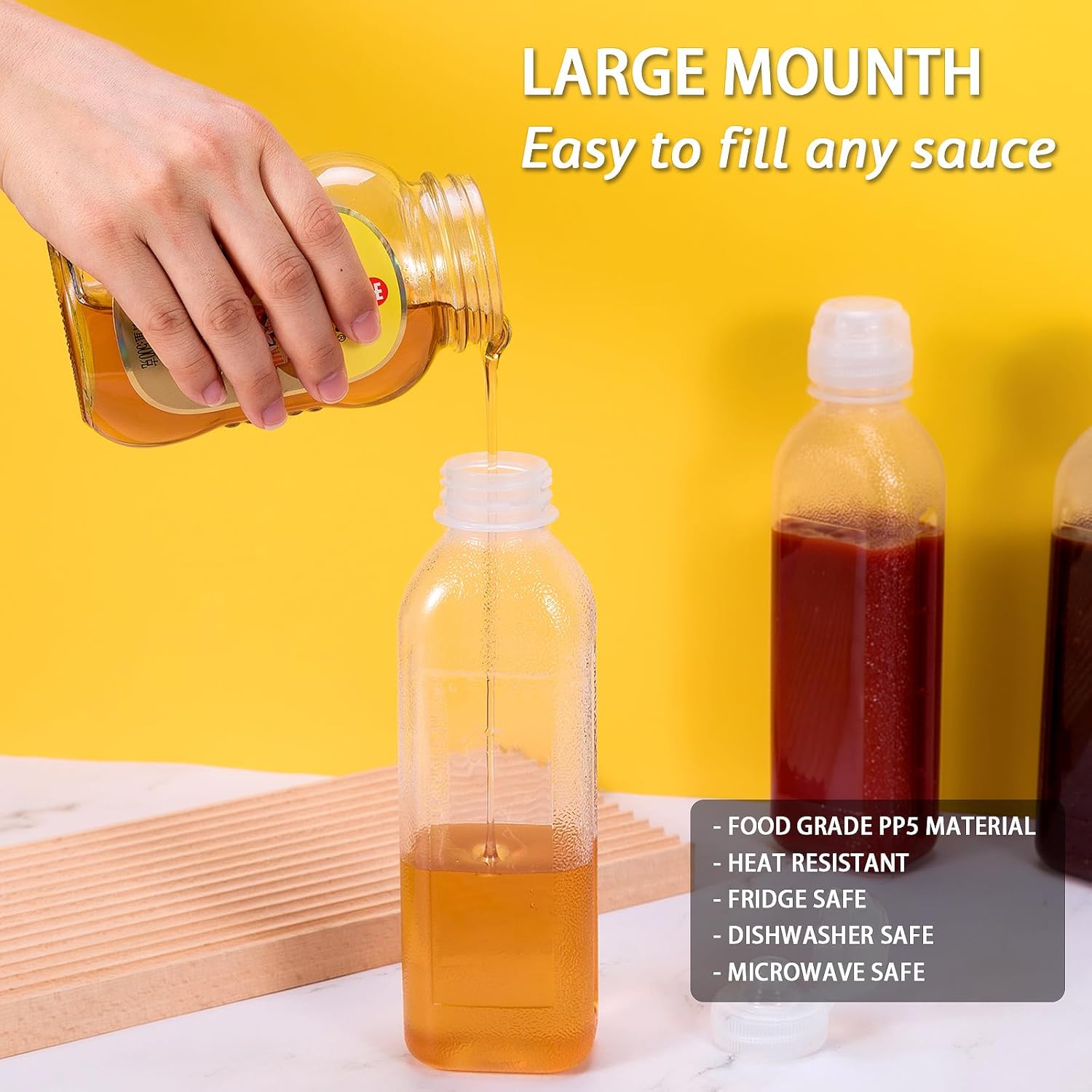 Quick Release 10oz Squeeze Bottles with Lid for Ketchup Mustard More