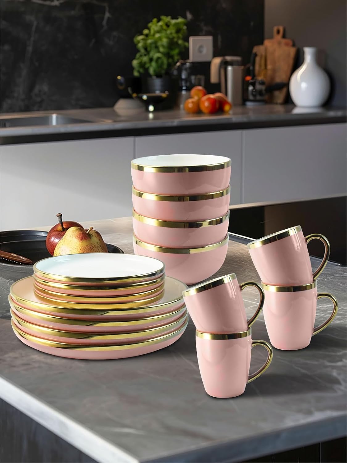 Stunning Gold Rim Dinnerware Set for 4
