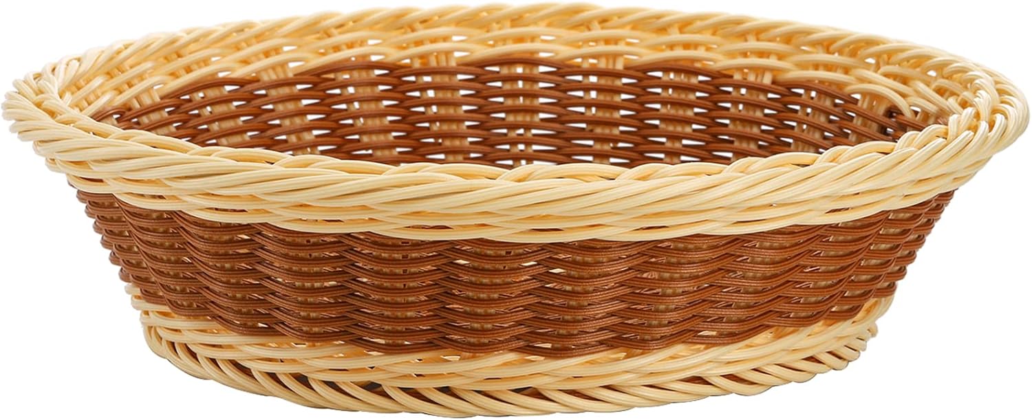 3-Piece Rattan Serving Basket Set Poly-Wicker Baskets